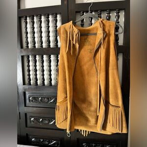 Vintage Fringed Tan Suede Vest